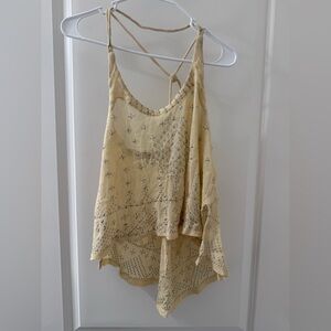Free People Cream Camisole with Black Pattern